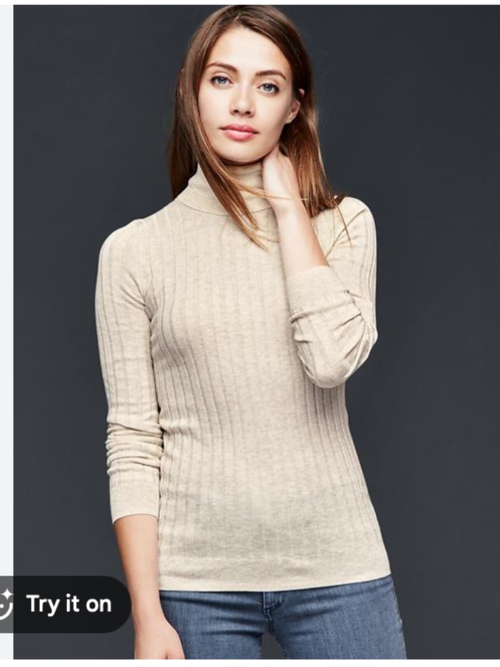 Gap Cream Ribbed Turtleneck Sweater | Size Large